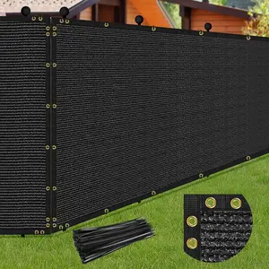 6 x 50-foot Privacy Screen Fence, Black Heavy-Duty Mesh Fence, Shade Cloth, with Reinforced Edging and Tie-Down Straps, Suitable for Outdoor Chain-Link Fences, Patio Walls, Gardens, and Backyards, Black