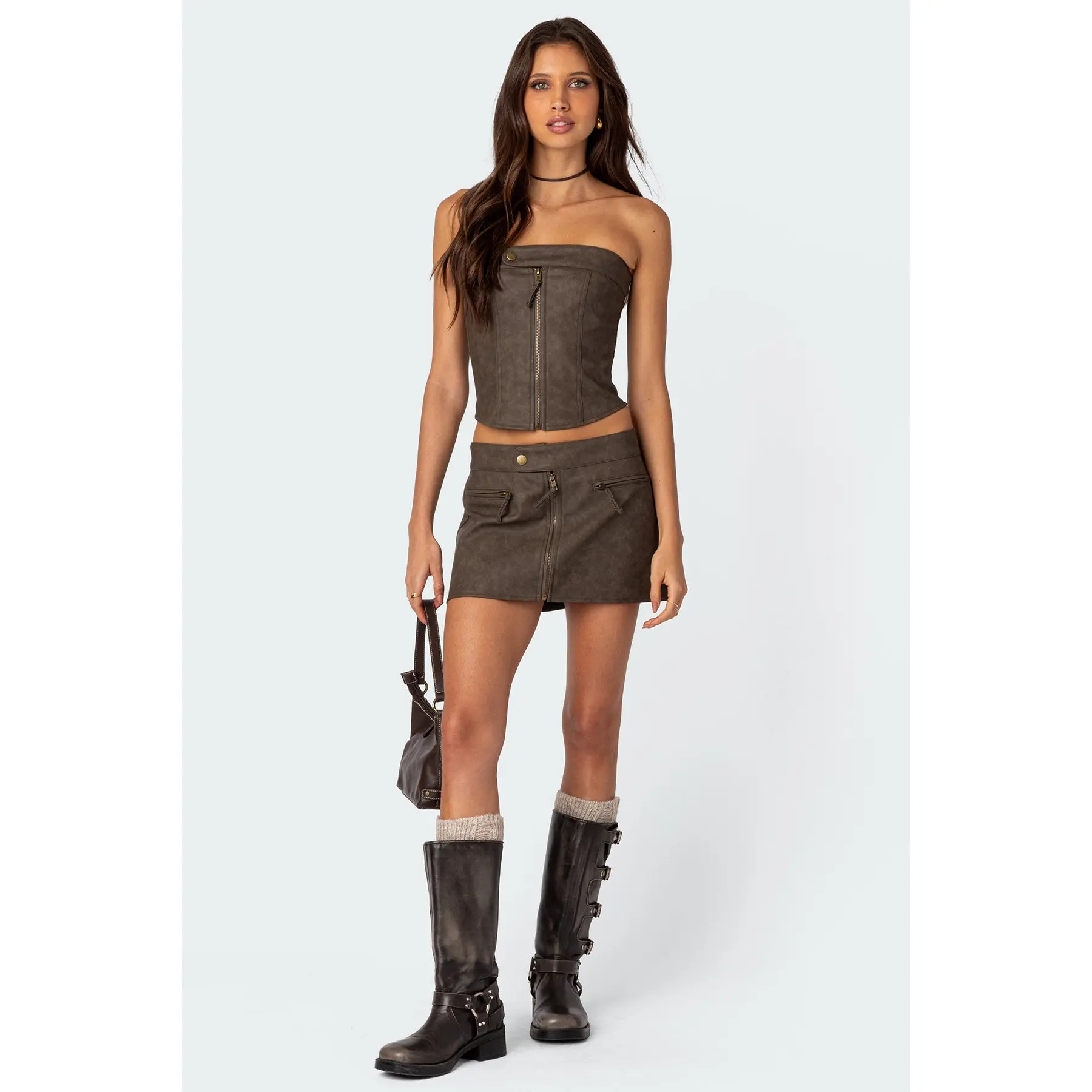 Ziva Faux Leather Mini Skirt
