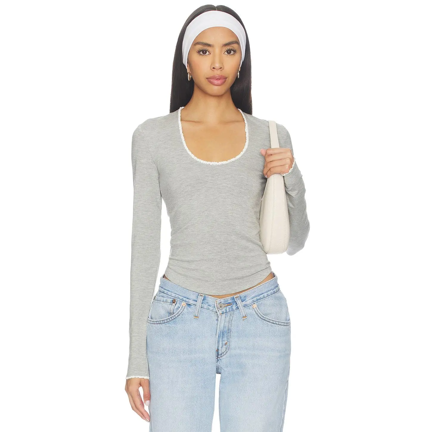 The Line by K Nero Top in Heather Grey