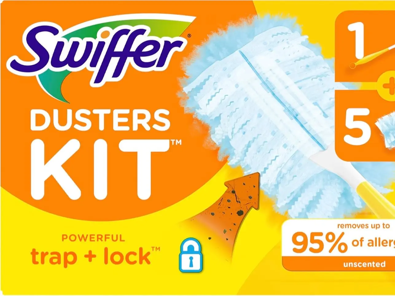Swiffer Dusters Starter Kit, Kit Includes 1 Handle and 5 Dusters