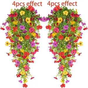 Set of 8 UV Protection Artificial Hanging Flowers, Perfect for Indoor and Outdoor Decor, Farmhouse Style, Various Colors Available