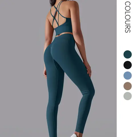 Women's Sports Bra & High Waist Leggings Tracksuit Set, Breathable Yoga Set, Ladies Sportswear for Indoor Outdoor Wear, Yoga Clothes Set, Exercise Clothing Set, Sporty Set
