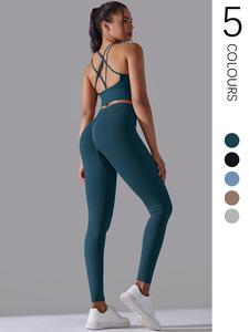 women's sports bra & high waist leggings tracksuit set, breathable yoga set, ladies sportswear for indoor outdoor wear