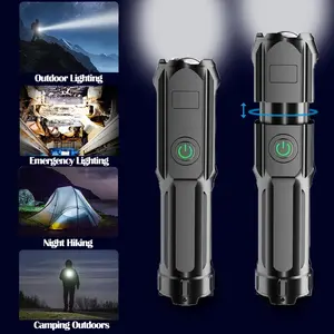 Outdoor Premium Torch, USB Rechargeable, Extendable Design, White Light For Hiking, Climbing, Camping, Running, Cycling, Home Emergency Kit, Supplementary Lighting Device