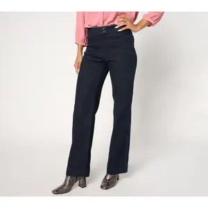 Susan Graver Regular Stretch Denim Wide Leg Jean - Indigo