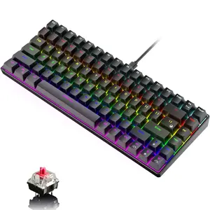 Wired Gaming Keyboard Rainbow Backlit Mechanical Keyboard Type-C 84 Keys Full Keys Anti-Ghosting for PC Gamers Work Office Blue Switch & Red Switch XINMENG