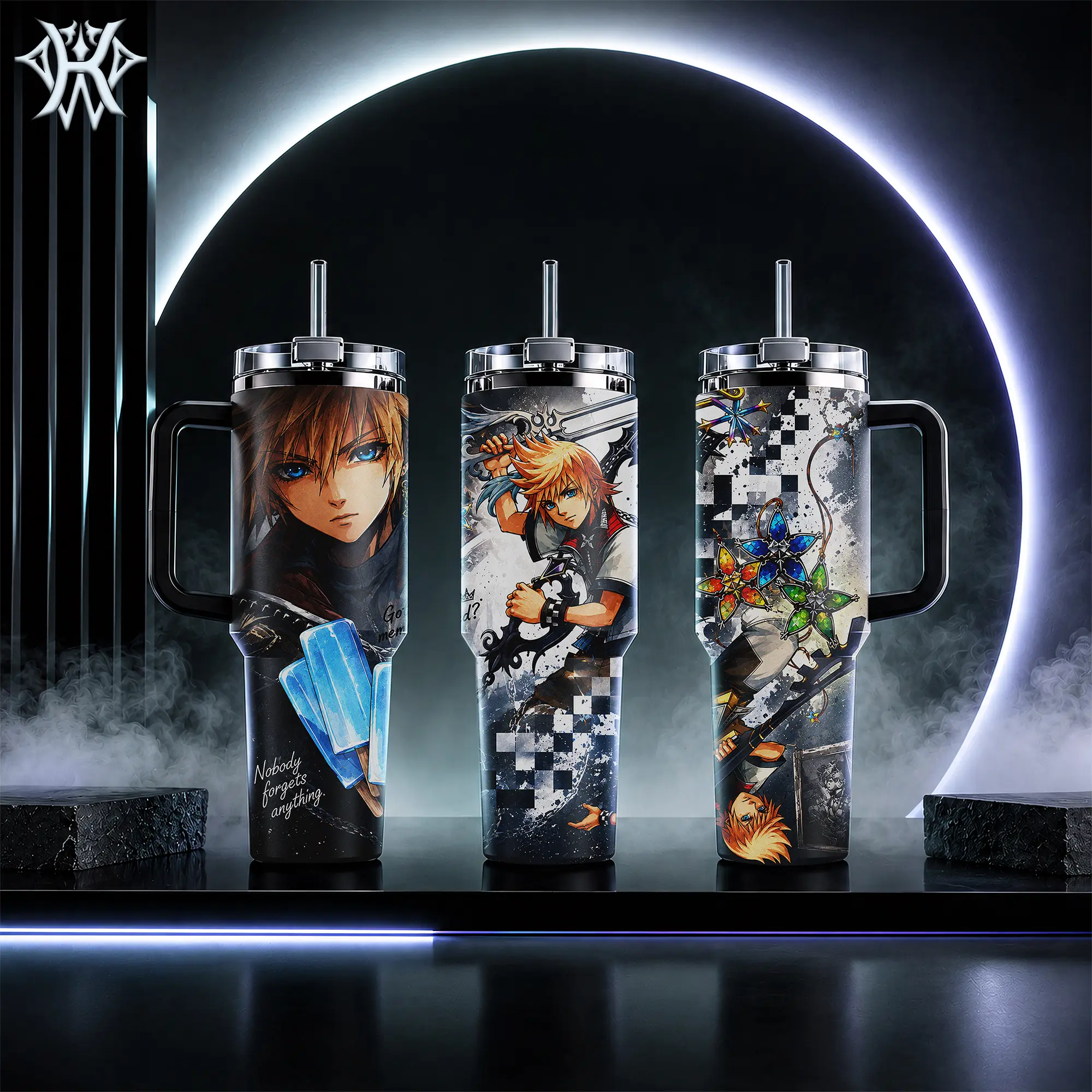 Kingdom Hearts Sora Roxas Tumbler 20oz 40oz with Handle Stainless Steel Insulated Travel Mug Video Game Water Bottle for Gamers KH Fans Anime Merch Christmas Birthday Gift with Straw Vacuum Cup