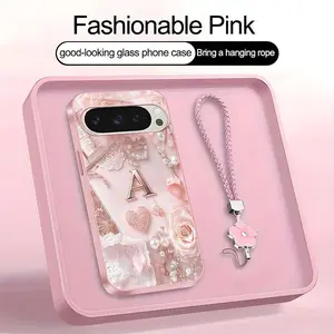 Lace Pearl Optical Illusion Art 2D Phone Case,Suitable for [Google Pixel 9 Pro] high-end women's, Lanyard a beautiful four-leaf clover lanyard is included🍀 952