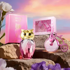 2PCS 3.4Oz(100ML)+0.85Oz(25ML)Exquisite Diamond Cut Owl And Shaped Perfume And Pink Bicycle Shaped Perfume,Can Be Used As Ornaments,High-End Taste,Fresh Floral Spray Perfume,,Elegant And Refreshing Date Perfume,Halloween Gift,High Quality Fragrance