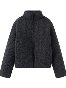 Women's Stand Collar Long Sleeve Zipper Pocket Knit Warm Thick Jacket Coat, Casual Fall & Winter Outerwear, Comfortable and Stylish