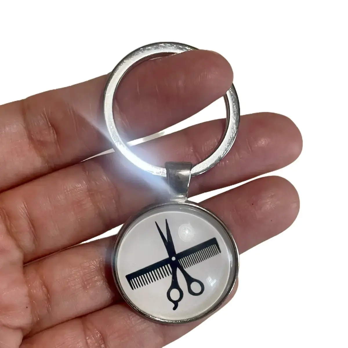 Barber Comb & Shears Keychain - Compact Grooming Tool with Stainless Steel Construction