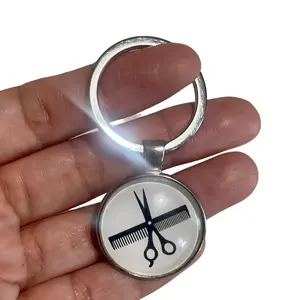 Barber Comb & Shears Keychain - Compact Grooming Tool with Stainless Steel Construction