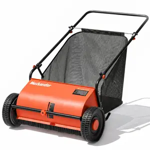 Maxlander manual Push Lawn Sweeper, 21-Inch / 26-Inch Wide Coverage, Adjustable Height Design with 3.5 Cu. Ft. Collection Hopper for Leaves, Grass Clippings and yard sweeper