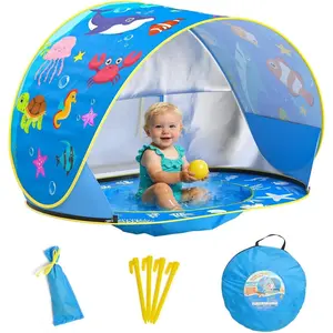 Baby Beach Tent with Pool, Pop Up Beach Tent UV Protection Sun Shelter for Infant Toddlers, Portable Shade Pool Tents Baby Beaches Essentials with Carry Bag for Outdoor, Travel, Camping2026