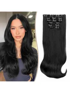 Clip in Hair Extensions Real Human Hair, 18 Inch 100g/3.6oz, 1B Natural Black, Invisible Seamless Straight  Human Hair Extensions Clip ins for Women 8 pcs Per Set with Double Weft