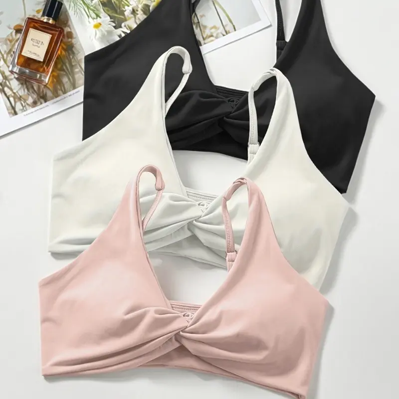 Women's 3-Pack Nude Sporty Bra Set, Workout Bras, Sexy Backless Yoga Bras, Adjustable Shoulder Straps, Quick-Dry Fitness Top, All Seasons Lingerie
