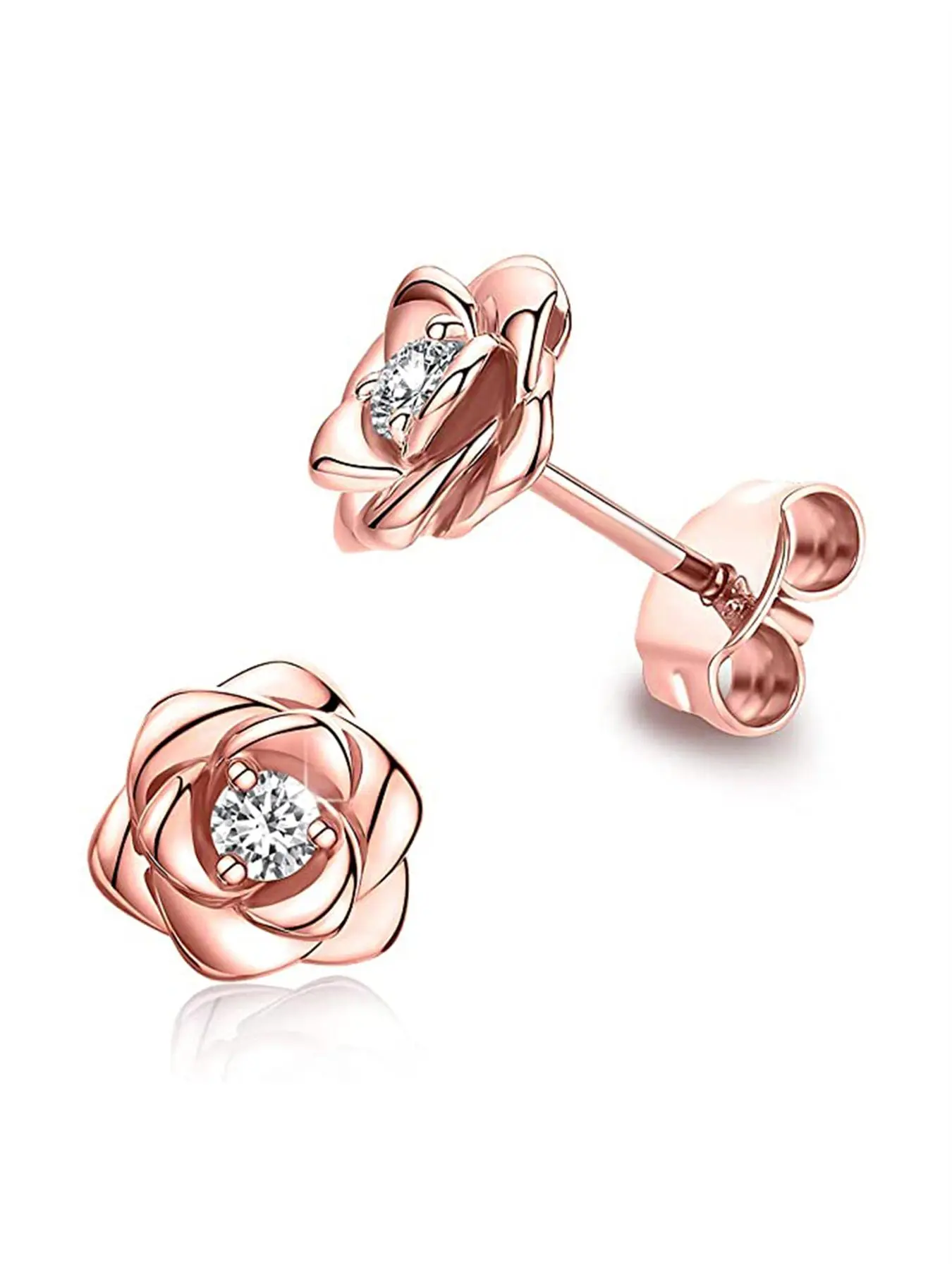 Flower Design Stud Embellished Earrings (1 Pair), Rhinestone Decor Stud Earrings for Women for Party, Daily Clothing Decor, Trendy Wedding Anniversary Party Jewelry Gift, Rhinestone Decorated Bling, Studs Earrings