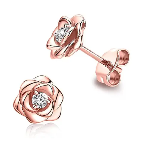 Flower Design Stud Embellished Earrings (1 Pair), Rhinestone Decor Stud Earrings for Women for Party, Daily Clothing Decor, Trendy Wedding Anniversary Party Jewelry Gift, Rhinestone Decorated Bling, Studs Earrings Wearable Jewelry