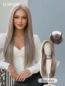 Topshe Long Straight Wig, Warm Layered Hair Block, Adjustable Parting, Breathable, Comfortable for All Seasons, No Bangs Design