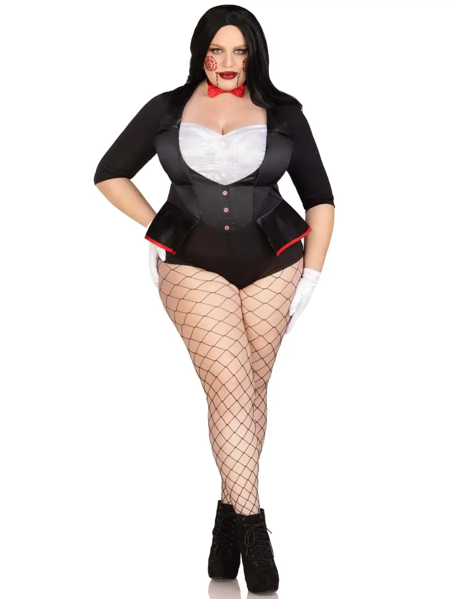 Leg Avenue Plus Size Dog & Cat Tuxedo Costume 4-Piece Set (3X-4X, Black & White) - Includes Bodysuit, Accessories, Tuxedo Look & Costume Ideas