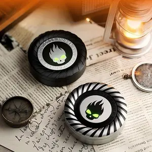 Lightyear24 Devil Skull Fidget Spinner - Ultra-Silent 3-in-1 Ratchet Coin EDC Metal Toy, Stress Relief Tool, Collectible Gift