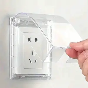Transparent Waterproof Electrical Junction Box, Power Outlet, Clear Self-Adhesive Waterproof Outlet Cover - Socket & Switch Splash-Proof Protection, Clear Plastic Compartment for Cable Management, No Battery Required, Outdoor Electrical Accessory