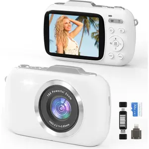 4K Digital Cameras for Vlogging: 64MP Point and Shoot Compact Small Travel Camera - 18X Zoom 32G TF Card & 2.8-inch Screen for  Beginners Teens Adults Girls White