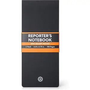 Reporter's Notebooks 2-Pack | Black Pocket Spiral Reporter Notepads for Journalist, , Detective, Field Note Taking | 100 Pages of 120 gsm Thick Paper, 3.75" x 8.25"