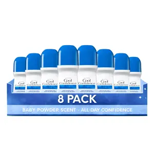 Cool Confidence Baby Powder Roll-On Anti-Perspirant Deodorant for Women Pack of 8 (2.6 fl oz / 75ml Each) | 24-Hour Odor Protection | Powdery Floral