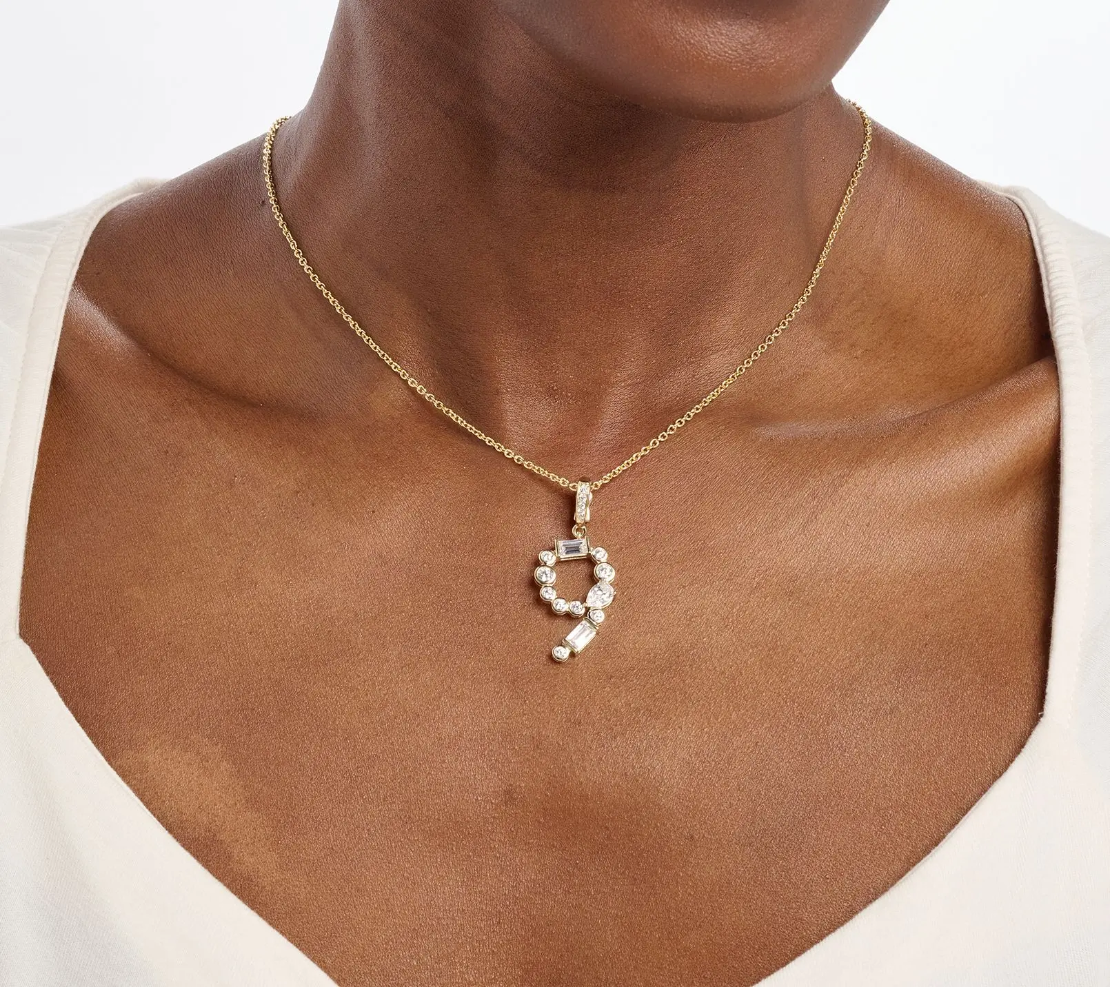 Diamonique x Lulu Frost Number Charm Enhancer, 14k Plated