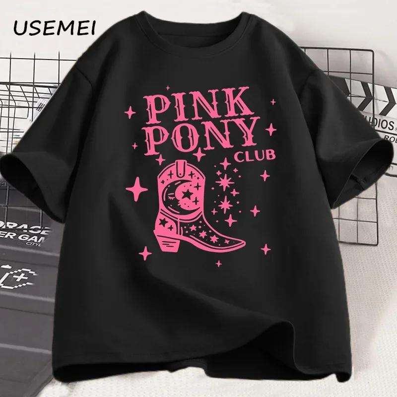 Pink Pony Club Chappell Roan Cowgirl Boots T-shirt Women Hip Hop Fashion Country Music T Shirt Lady Girl Fashion Tee Streetweawr Casual Cotton