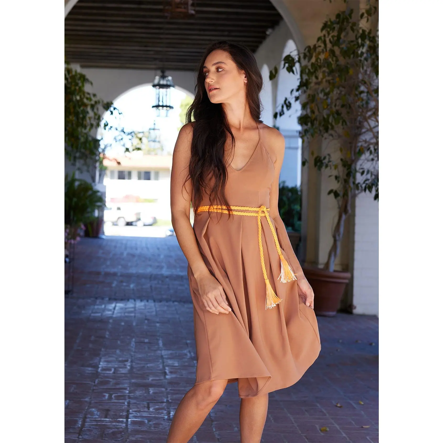 Braided Wrap Belt, Hermes Orange