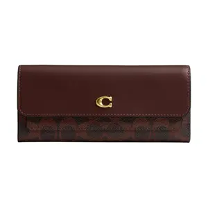 COACH Mila 20 Wallet for Women – Signature Coated Canvas and Calfskin with Gold-Tone Hardware, Maple Bronze