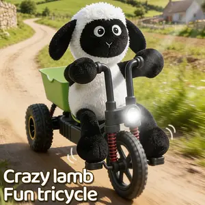 Durable Crazy Sheep Electric Trike Rechargeable RC Remote Control Car for Kids, Full Proportion Throttle Climbing Drift Toy, Perfect Gift for New Year Christmas