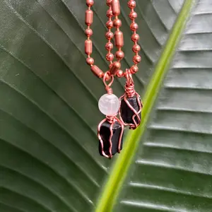 Black Tourmaline x Selenite Dainty Necklace