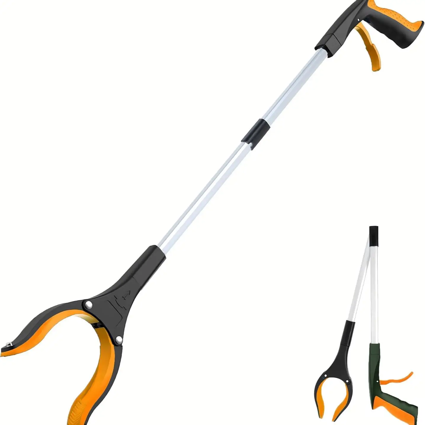 Long Handle Grabber with 360° Swivel Clamp, Portable Rotatable Grip Lifter, Lightweight Cleaning Tool for Elderly, Cleaning Supplies