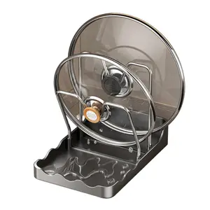 Pot Lid Holder Pot Lid Organizer Spoon Rest Rag Holder for Kitchen Countertop [TS]