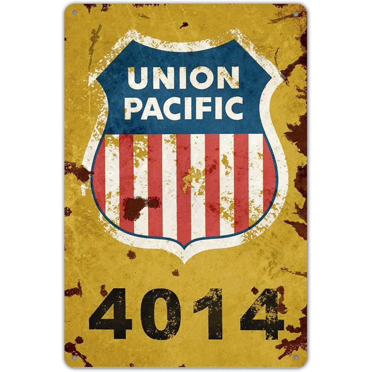 Union Pacific Railway Logo Metal Tin Sign - 8x12in Rustic Retro Hanging Wall Plaque, Collectibles Decoration Ideal for Office, Restaurant, Garage Spaces, Thoughtful Gift Option, Office Decor, Garage Decor