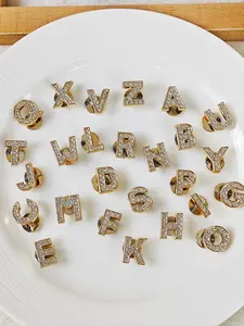 DIY Shoe Decoration Charms, Shiny Artificial Diamond Letter Buckle, Non-Metal Lightweight Material, Y2K Fashion, Unisex, Eva Beach Shoes