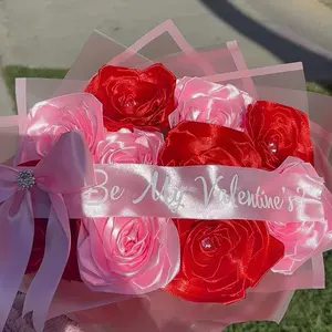 Be mine valentines Rose Bouquet - Personalized Display of Beauty and Love - Decorative, Decor, Flower ribbon roses Fruit Gift