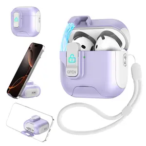 Safety Lock Magnetic Design with Stand for AirPods Cases, Durable Shockproof Earphone Cover for AirPods 1/2, AirPods Pro, AirPods 3 & 4