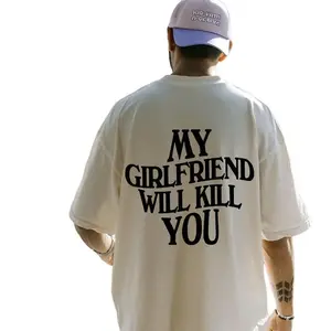 Funny I Love My Girlfriend 1 side back T-Shirt | Humorous Gift for Boyfriend from Girlfriend | Sarcastic Protective COuple Matching Tee | Comfortable Cotton Menswear Top