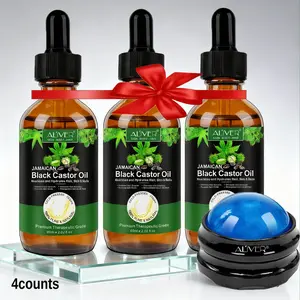 Castor Oil Massage Oil with Roller Balls, 3 Counts Castor Oil for Painful Muscles, Body & Massage Oil for Lymphatic Drainage, Cosmetic, Hydrating Recovery Oil, Soothing Care Oil