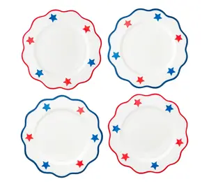 10 Strawberry Street Star-Spangled Serve Salad Plates, Set of