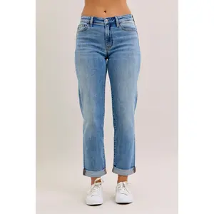 Judy Blue Mid Rise Boyfriend Denim Jeans 82703