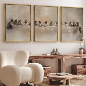 Set of 3 The Last Supper Religious Wall Art Jesus Christ and Disciples Classic Biblical Painting Church Wall Decor Unframed