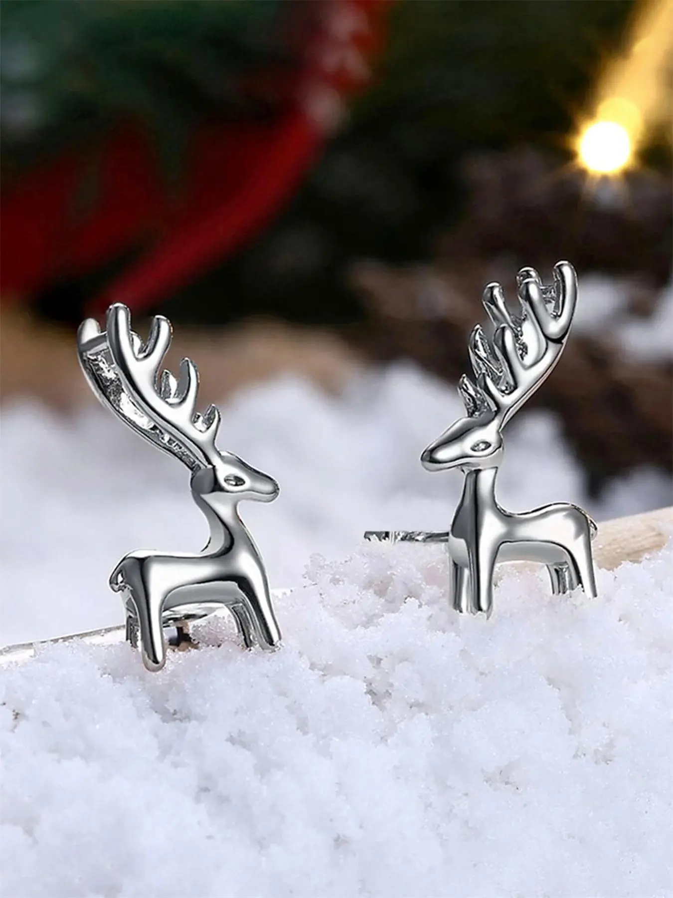 Reindeer Design Stud Earrings, Fashionable Rhinestone Decor Earrings for Women & Girls, Trendy All-match & Exquisite Jewelry for Birthday Gift