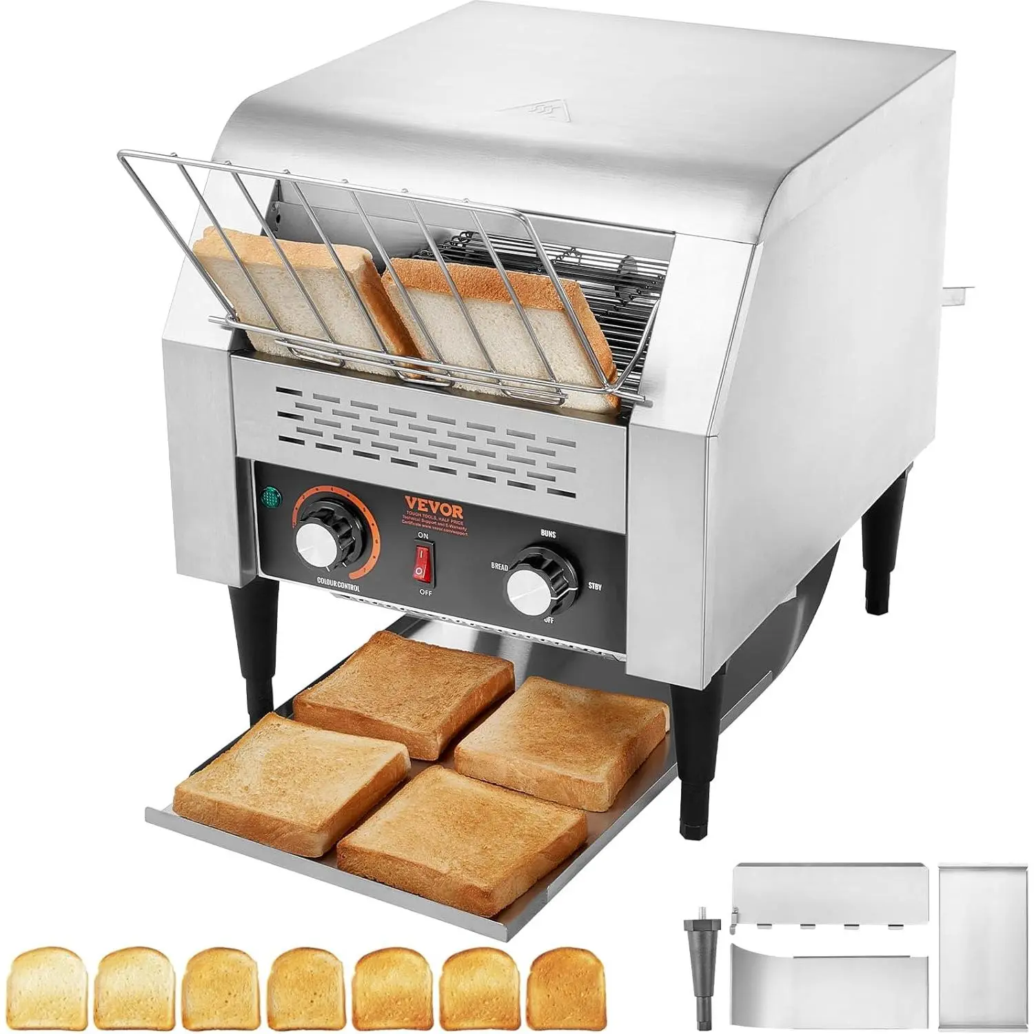 Spring new arrivals Commercial Conveyor Toaster, 300 Slices/Hour, Heavy Duty Stainless Steel, Electric Restaurant Toaster for Toast, Bun, Bagel, Bread