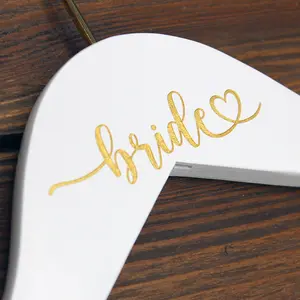 'Bride' Heart Gold Engraved Wedding Dress Hanger - Wooden Hanger - Wooden Wedding Engraved Hanger