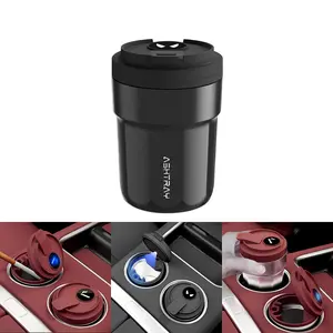 New Car Ashtray Creative Coffee Cup Style Car Ashtray with Lid 7 Color LED Light Metal Lining & ABS Shell Garbage Storage Cup
